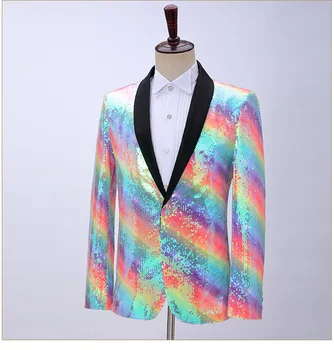 Modes New Rainbow Vizuļi Gadījuma Kleita Vīriešu Slim Kleita Puse Liecina, Vīriešu kārtas Dziedātājs, Dejotājs Posmā Uzņēmēja Uzvalks Jaka