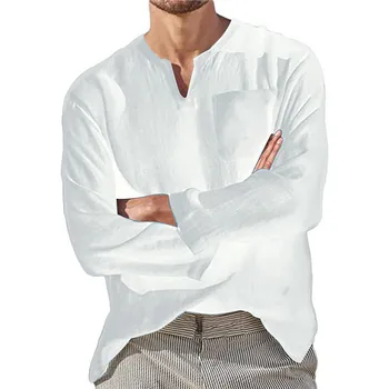 Vīriešu T Krekli, Apģērbu, Stilīgu vienkrāsainu V Kakla Kabatas ar garām Piedurknēm T-krekls Top Vīriešu Krekls Streetwear Gadījuma Tees