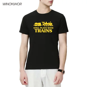 Joprojām Spēlē Ar Vilcienu T-Krekls Mens Smieklīgi Dzelzceļa Vilciena Vadītājs Dāvanu T Krekls Vīriešu Ikdienas Īsām Piedurknēm Topi Tēvs Vīrs