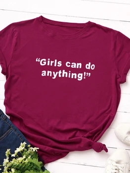 Meitenes Var Darīt Kaut Ko Drukāt, Sieviešu T Krekls Ar Īsām Piedurknēm O Kakla Zaudēt Sieviešu T Dāmas Tee Krekls Topi Apģērbi Camisetas Mujer