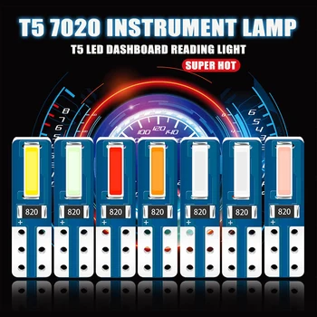 10pcs T5 LED Auto salona apgaismojuma W3W W1.2W Super spilgti CSP, LED 2SMD Auto Paneļa sasilšanas rādītāju Instruments, Auto Lampas
