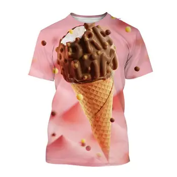 Vīriešu Sieviešu Bērnu saldējums T-krekli Smieklīgi Pārtikas Izdrukas Modes Ielu Stilu, Elpojošs, Viegls Elpojošs Vasaras Sporta Tops