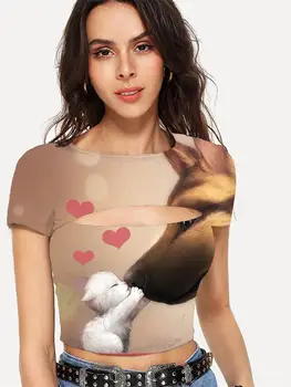 Somepet Suns T krekls Sievietēm Okeāna T-krekli 3d Dzīvnieku Tshirt Iespiesti Harajuku Nabas Kailām Sieviešu Apģērbu Hip Hop Jauno Slim Vintage