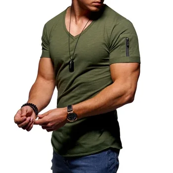 Vasara ir 2021. Muskuļu Fitnesa T-krekls Vīriešu Self-audzēšanu Atpūtas Sporta V-veida kakla Īsām piedurknēm Palaist Mācību Apģērbu Top Krekls