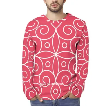 Sarkanais Retro Modelis Vīriešu Garām Piedurknēm T Krekls Drukas Viegls Streetwear Topi Modes Gadījuma Tshirts