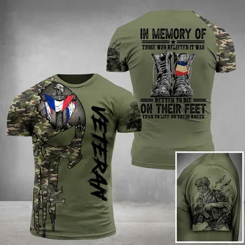 Vīriešu Vasaras T-krekls krievu franču Karavīrs Jomā Krekls vecāka Gadagājuma Maskēties Drukāt Commando T-krekls Top