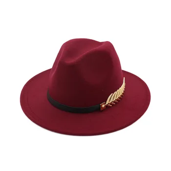 X3006 Unisex Vilnas Cepure Sieviešu Plaša Brimmed Cepures Britu Klasiskās Fedora Cepuri Platām Malām, Cepures Modes Cepures Regulējams Izmērs