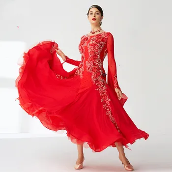 Newdance drēbes sievietēm, sarkano kleitu Vasaras kleitas, Deju apģērbi latīņu dejas, Kleita Dāmas Flamengo Tango Kleita Rumba/Čača-B2019