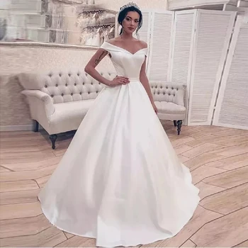 Weiyin AE0738 vestido de novia drēbes de mariee satīna plisēt kāzu kleita платье kāzu Kleitu, Tērpu De saviesīgs vakars