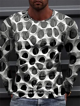 Streetwear Eiropas un Amerikas Vasaras Hip-hop Vīriešu 3D T-krekls Vertigo Drukāšanas garām Piedurknēm Gadījuma Modes Sporta Krekls