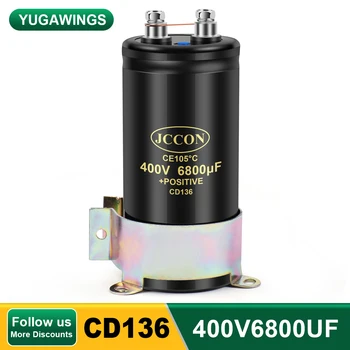 400V6800UF 76x130 MFD Alumīnija Skrūves Audio Filtrēšanas Elektrolītisko Kondensatoru 105℃ JCCON CD136 Skrūve Kondensatori 6800UF