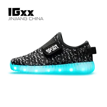 IGxx LED indikators iedegas, Kurpes LED Bērniem Hook&Loop Labākā Dāvana USB Uzlādes Mirdzošu LED Meiteņu Kurpes Bērns Gaismas Sneaker Toddler