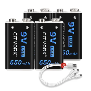 9V baterija, 650mAh li-ion akumulators Mikro USB Baterija 6F22 9v, litija, lai Multimetrs Mikrofons metāla detektors Rotaļlietas
