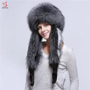 Karstā Pārdošanas Kažokādas Cepure Sievietēm Dabas Fox Kažokādas Krievijas Ushanka Cepures Ziemas Biezs Silts Ausis Modes Bomber Klp Jaunas Ielidošanas