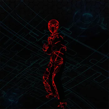Programmējams tron led krāsains kostīmi pilnu krāsu gaismas deju grupas apģērbu gaismas kvēlojošs robots vīriešu uzvalku puse wear apģērbs