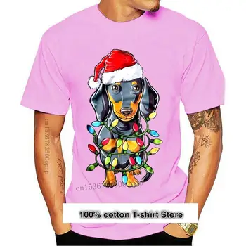 Camiseta divertida para hombre y mujer, camiseta de moda con luz de Navidad, salchicha, nueva