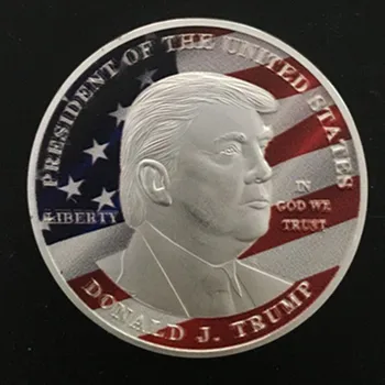 2 gab. Ar Donald Trump sudraba pārklājumu 40 mm priekšsēdētājs America suvenīru monētas žetons