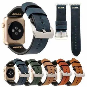Labas Kvalitātes Īstas Ādas Watchband Apple Skatīties 6 5 4 3 2 1 SE Retro Skatīties Joslas Siksnu iWatch 44mm 40mm 42mm 38mm Jostas