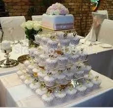 5 līmeņa laukumā kāzu torte dizainu ar kūkām akrila cupcake stāvēt kāzu dekorēšana