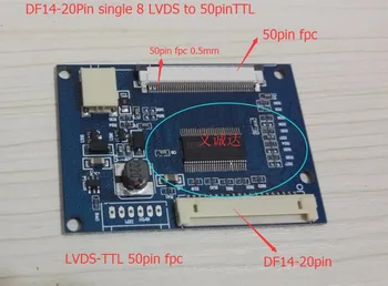 DF14-20Pin vienotā 8 LVDS, lai 50pinTTL signālu AT070TN92 LCD LVDS-TTL adapteris valde