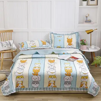 100% kokvilnas Stepēts karikatūra kaķis gultas Pārklājs Gultas Segtu Gultas Loksnes izmērs 200x230cm/230x250cm sega sega Spilvendrānas 3pcs
