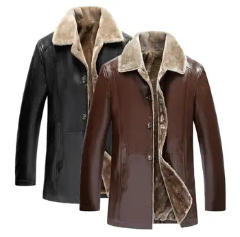 Atloks, vīriešu ādas jaka rudens motociklu mētelis, vīriešu samta jakas vienā-krūšu drēbes, ziemas jaqueta de couro brūna