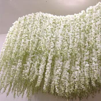 180 cm Garš, Elegants Balts Mākslīgās Wisteria Zīda Ziedu Vīnogulāju Mājas Puse, Kāzu Dārza Ziedu Apdare