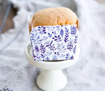 Zilo lapu apdare cupcake gadījumā, kvadrātveida muffin papīra tases kūka, kēksi turētāju puses dod priekšroku piegāde