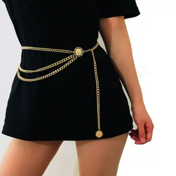 2020. Gadam Jauniem Karstā Luksusa Modes Dizainers, Jostas Sieviešu Modes Zelta Šauras Metāla Chunky Bārkstis Vidukļa Korsete Ķēdes Jostas Dāvanas