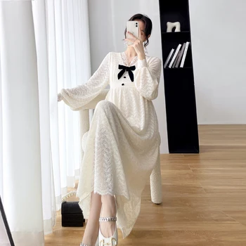 2022. gada Pavasarī Jaunu korejiešu Modes Mežģīnes Dzemdību Gara Kleita Šiks Ins Elegants Līnijas Slim Apģērbu Grūtniecēm Grūtniecības