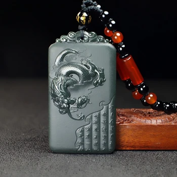 Lieliska Pudele Green Jade Carven Pūķis Amuletu Kulons Laimīgo Vārdi Karājas Agate Pērlīšu Kaklarota