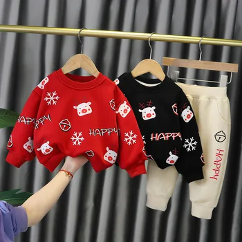 Rudens Ziemas Flaneļa Pidžamas Jaundzimušā Apģērbu Puiku Drēbes Komplekts Meitenēm Toddler Apģērbu Plīša Kostīms Gadījuma Bērniem Homewear
