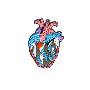 Sirds Emaljas Pin Ledāja Orgānu Medicīnas Anatomija Broša Sakausējuma Žetons Pin Sieviete Rotaslietas Dāvanu Draugiem