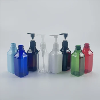 Daudzkrāsains 200ML X 25 Kvadrātveida Plastmasas Pudeles, PET Nospiests Sūkņa Padeves Losjonu, Masāžas Eļļu Šampūns, Kosmētika Iepakojums Konteiners