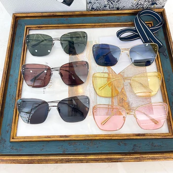 2022 Jauns Sakausējuma Tauriņš Rāmis Sieviešu Modes Saulesbrilles Garām B2U Classic Polarizētās Vintage Grezns UV 400 Dāma Brilles