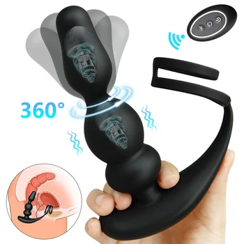 Anālais Plug Teleskopiskie Prostatas Massager Seksa Rotaļlieta, Rotējošu Vibratora Vīriešiem Kavēšanās Ejakulācijas Dzimumlocekļa Gredzeni Stimulators Pieaugušo Produkti