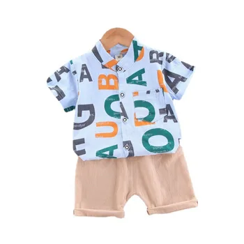 Jaunā Vasaras Bērnu Apģērbu Modes Baby Zēnu Drēbes Uzvalku Bērniem, Meitenēm Vēstuli, Krekls, Bikses, 2gab/Set Toddler Sporta Gadījuma Kostīms