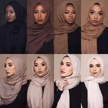 Tautas Maxi Musulmaņu Hijab Ietin Mīkstu Kokvilnas Garo Šalli Sievietēm Pieticīgs Cepures Mīksto Rieva Bārkstis muffler Pashmina Wrap Lakatu