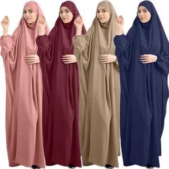 Ramadāna Viens Gabals Lūgšanu Abaya Kleita Jilbab Hijab Kleitas Kaftan Kapuci Apmetni Headcover Ilgi Khimar Pieticīgs Islāmu Dubaija Drēbes