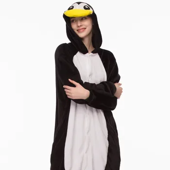 Dzīvniekiem Pingvīns Kostīms Pieaugušajiem Vīriešiem Onesies Kigurumi Flaneļa Sieviešu Anime Jumpsuit Noslēpt Onepiece Kapuci Uzvalks