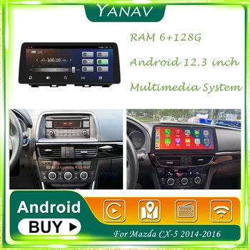 128G Auto Radio Android 2 Din GPS Navigācijas Priekš Mazda CX-5 2014. - 2016. gada Stereo Uztvērējs Video Multimedia MP3 Atskaņotājs ar Carplay