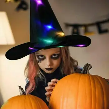 1pc Halloween Dekorēšanai Raganu Cepure LED Gaismas Halloween Raganu Cepure Bērniem Puse Dekori Piederumi Rotaļlietas Cepure
