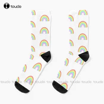 Pastel Rainbow Digitālā Dizaina Zeķes Vīriešu Sporta Zeķes Modes Radošās Atpūtas Funny Mākslas Anotācija Eļļas Glezna Zeķes Smieklīgi