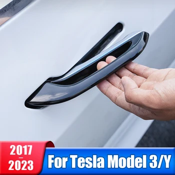 Auto Antifrīzs Durvju Roktura Vāciņš Tesla Model 3 Y 2017- 2021 2022 2023 Durvju Rokturis Aizsargs Uzlīme Modifikācijas Piederumi