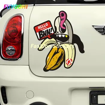 FUYOOHI Modes Uzlīme Sveiki Mans Vārds Ir Banānu Tārps Acs Auto Uzlīmes, Vinila Karikatūra Uzlīmēm, Auto Piederumi Skrāpējumiem izturīgs Uzlīmēm