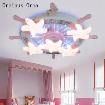 Karikatūra radošo rozā stūres griestu lampa Meitene, Guļamistaba, bērnu istaba lukturi Vidusjūras LED starfish griestu lampas