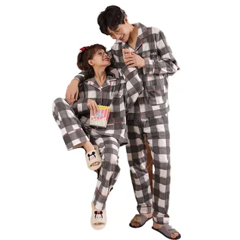 Pidžamas Uzvalks Pidžamas Komplekti Pāris Sleepwear Ģimenes Pijama Atpūtas Valkāt Mīļākais Nakts Tērps Vīriešiem Un Sievietēm Ikdienas Mājas Apģērba Mīļotājiem