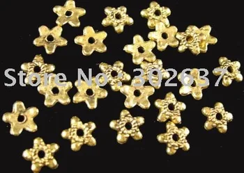 BEZMAKSAS PIEGĀDE 500pcs Antiqued zelta metāla flat star pērlīšu cepurītes A1236G