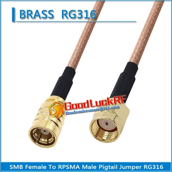 1X Gab Augstas kvalitātes SMB Sieviešu RPSMA RP-SMA RP SMA Male Plug Tipa Koaksiālie Bize Džemperis RG316 Vads SMA, Lai SMB