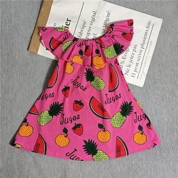 Lashojas ir 2021. jaunu Ananāsu arbūzs apelsīnu augļu kleita Zemenes rozā kleita meitenēm bērniem vasarā